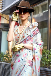 Georgette Satin Silk Saree With Blouse